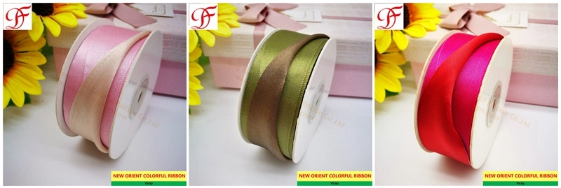 Customized Grosgrain Sheer Organza Satin Ribboin Bicolor Woven Bicolor Satin Ribbon Nastri Doppio Raso Lint Band