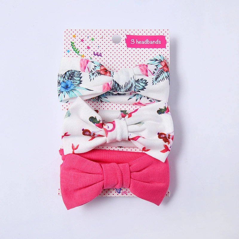 3PCS Girls Bow Knot Headband Gift Box Printed Shape Baby Hairband Women Headband