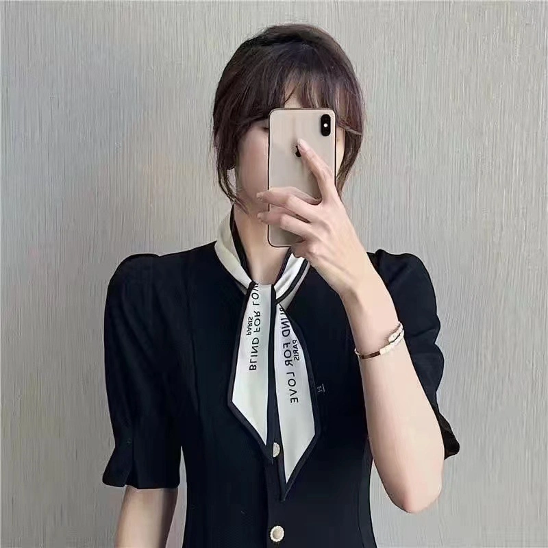 Thin Narrow Long Silk Scarf Women Hair Band