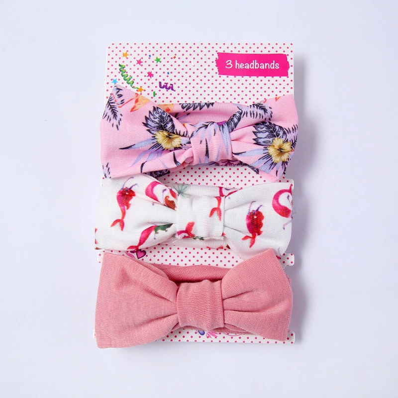 3PCS Girls Bow Knot Headband Gift Box Printed Shape Baby Hairband Women Headband