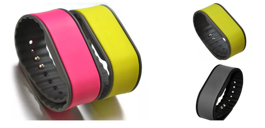 Custom Black/Blue/Orange/Pink/Yellow Color Debossed Logo RFID Silicone Wristband