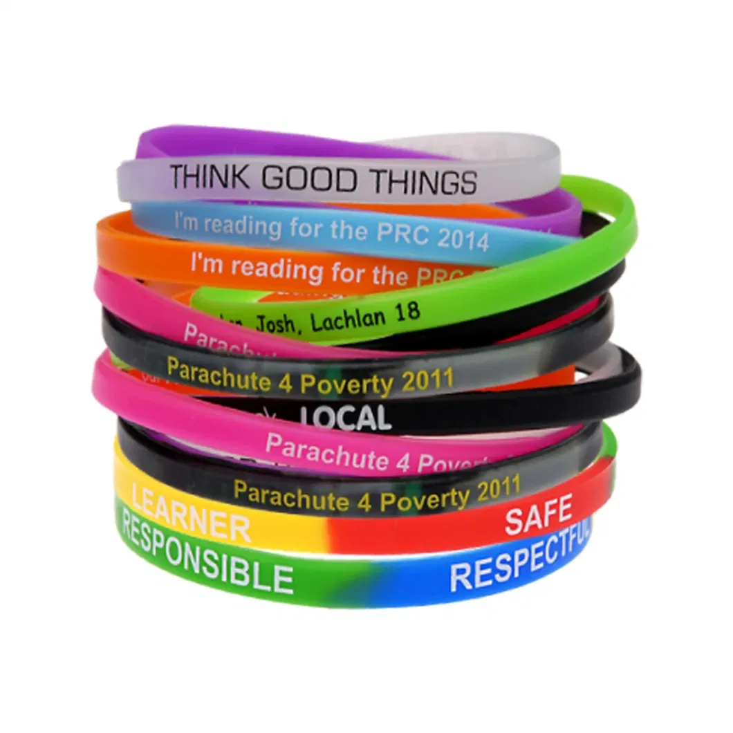 Lego Silk Playbook Thin Colorful Promotion Bracelet Wholesale Fashion Design Low MOQ Plastic Rubber Printed Wristband for Sale