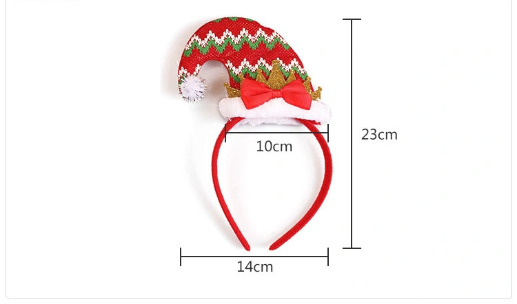 2023 New Cute Soft Plush Christmas Hair Band with Xmas Plaid Hat for Beauty Decoration