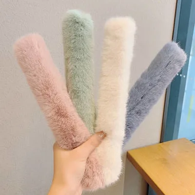 Autumn and Winter Plush Cute Slap Circle Solid Color Faux Rabbit Fur Hair Band