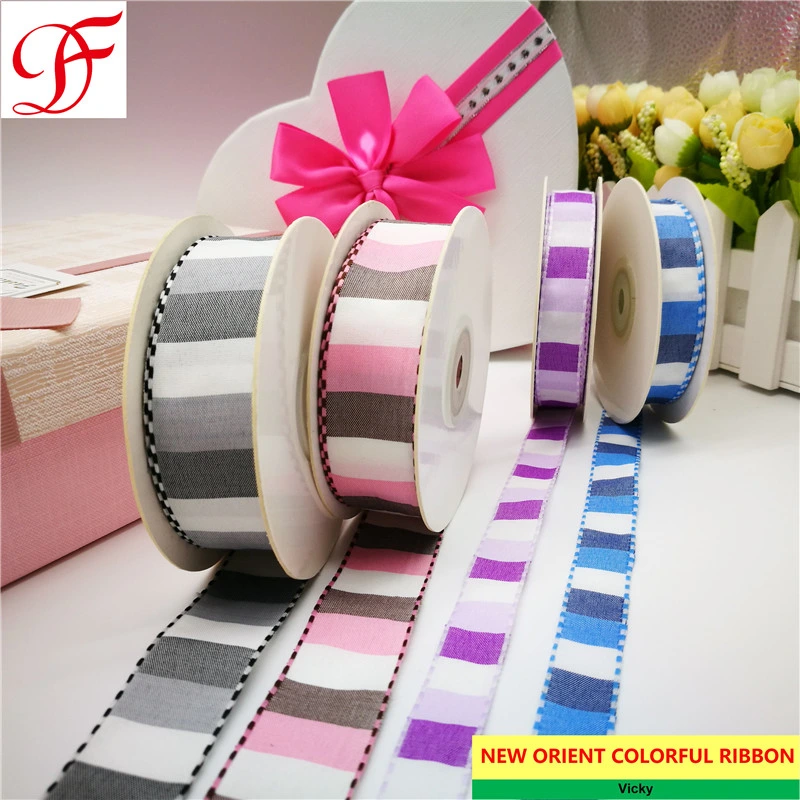 Factory Gingham Ribbon Band Cintas Raso Nastri Doppio Fitas Cetim Lint for Xmas/Wrapping/Gifts