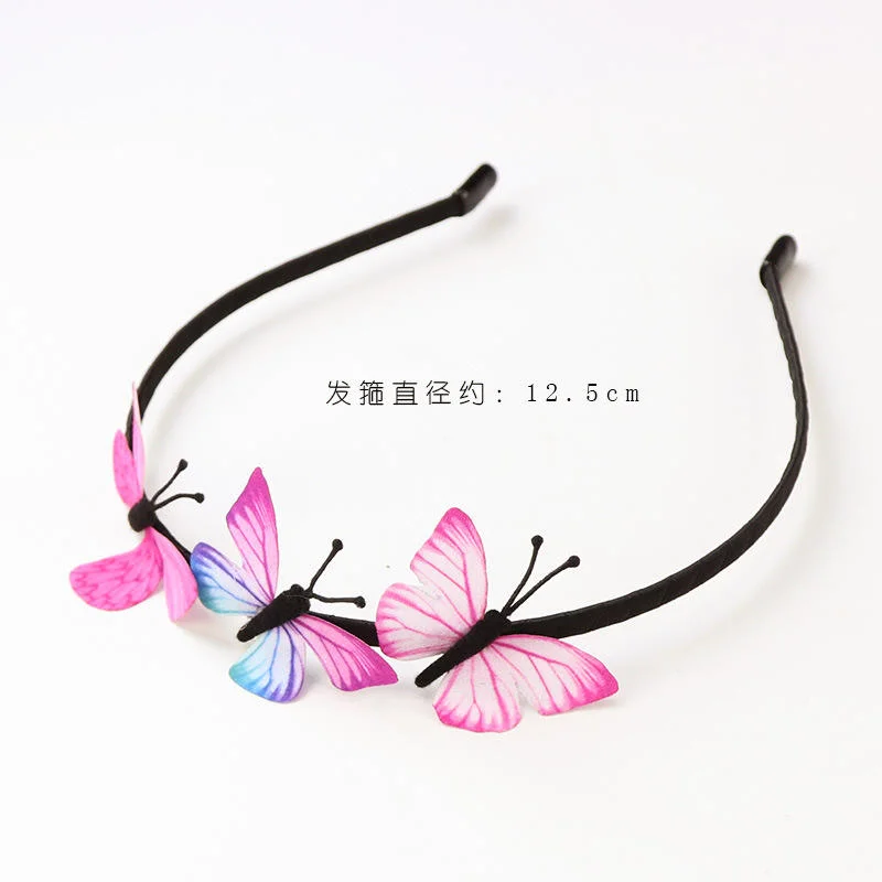 Wholesale Girls Hair Band Kids Butterfly Cute Fresh Headband Children Bb Hair Accessories Colorful Handmade Fairy Princess Hairb