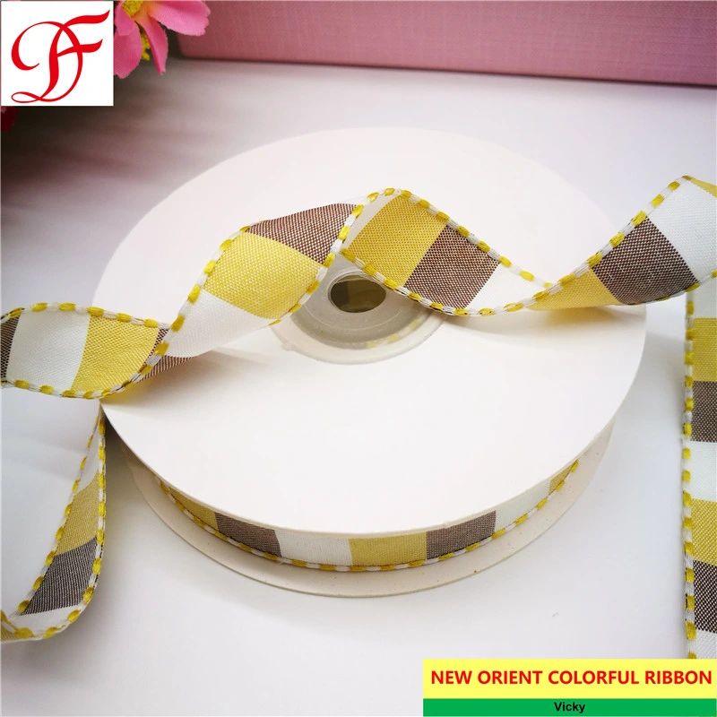 Factory Gingham Ribbon Band Cintas Raso Nastri Doppio Fitas Cetim Lint for Xmas/Wrapping/Gifts