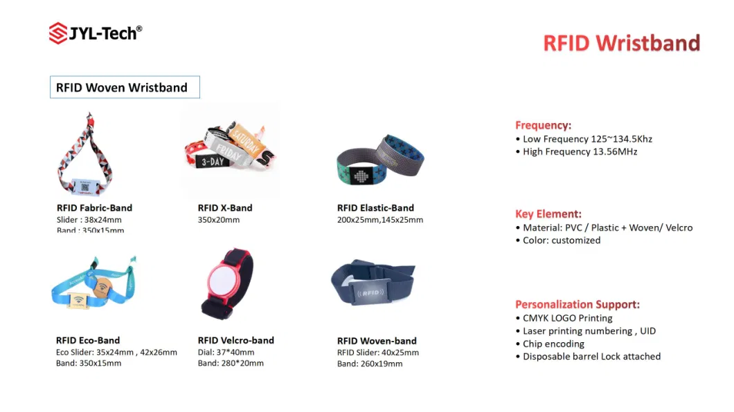 Music Festival Sports Event Healthcare Polyester Woven X-Band NFC RFID Fabric Wristband