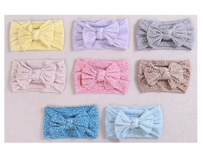 Baby Digital Printing Bowl Bows Infant Hair Band Wholesale Bandana Hair Decoration Children&prime;s Cute Knitted Headband