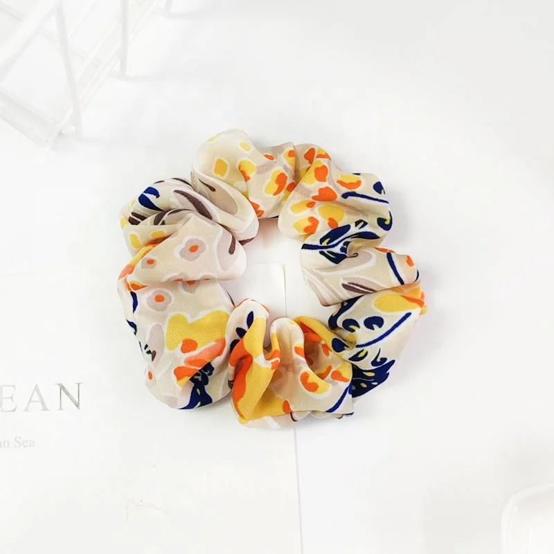 Country Style Custom Flower Pattern Hair Scrunchies High Stretchy Elastic Hair Band