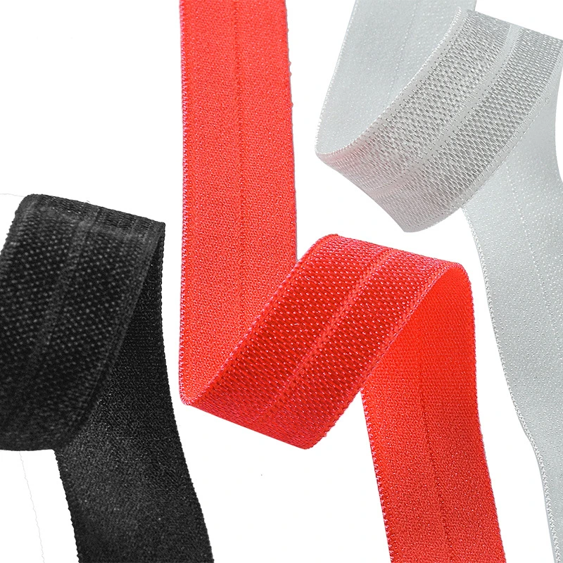 Custom Shiny Nylon Fold Elastic Band Clothing Bias Tape Fold Over Elastic Ribbon for Gift Wrapping DIY Headwear Hair Bands