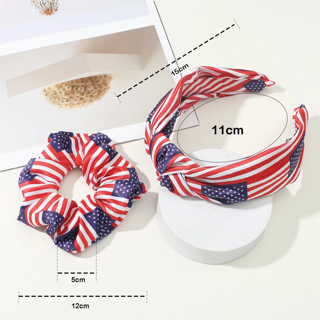 Custom Flag Printed Headband British Style Hair Band Jewelry Set