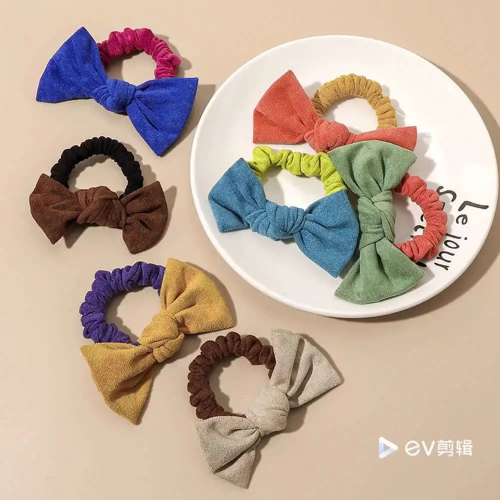 Autumn and Winter Cute Velvet Bow Elastic Hair Band Simple and Versatile Hair Band