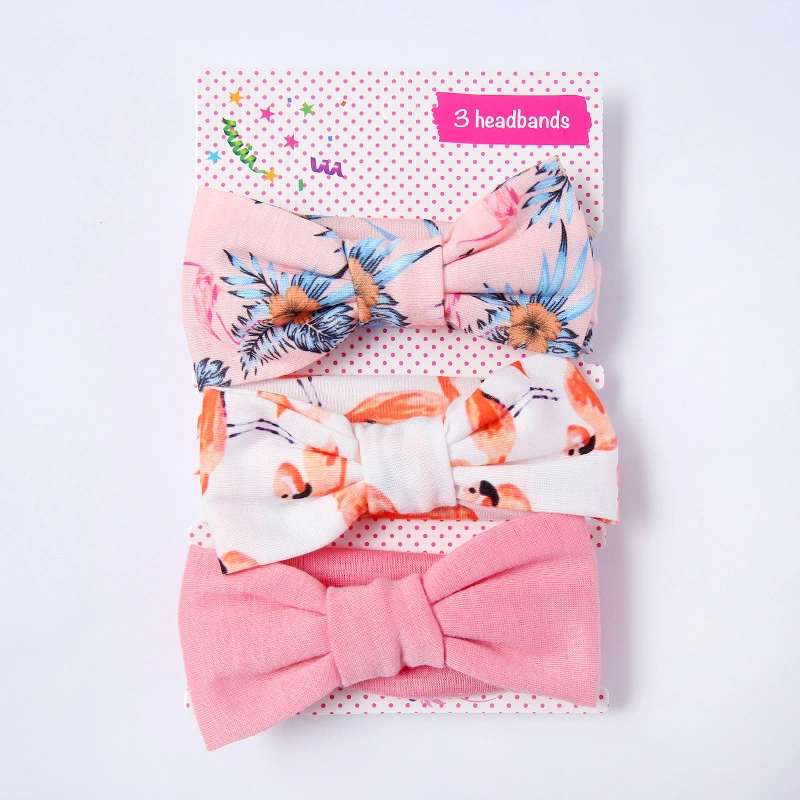 3PCS Girls Bow Knot Headband Gift Box Printed Shape Baby Hairband Women Headband