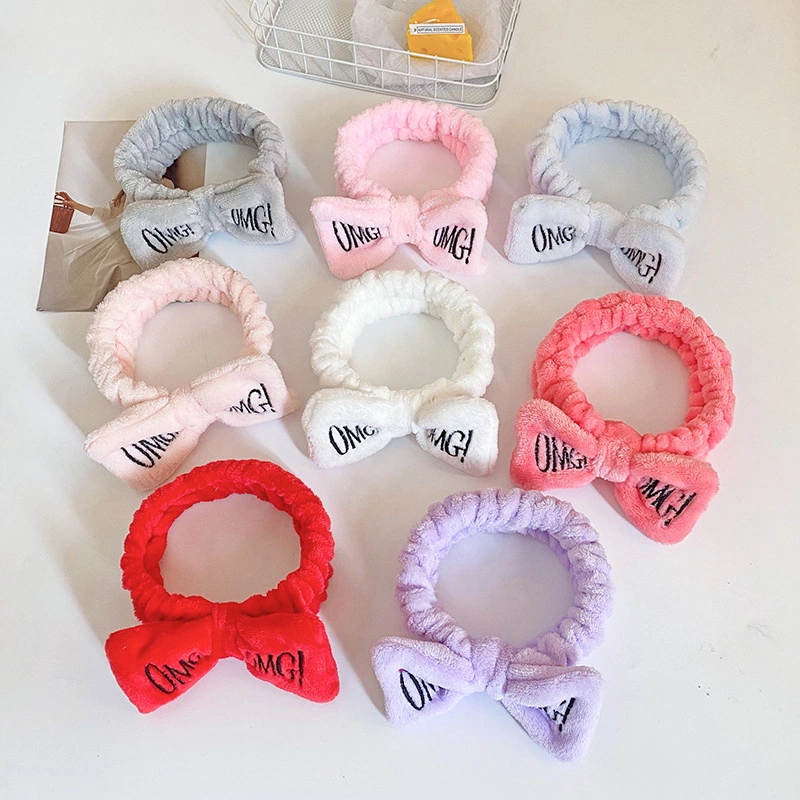 Omg Elastic SPA Makeup Headband Velvet Cute Bow Hair Accessories Hairband