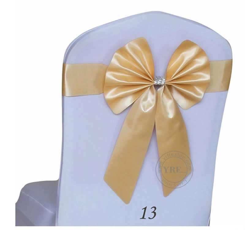 Cheap Fancy Wedding Chair Cover Bow Satin Chair Sash