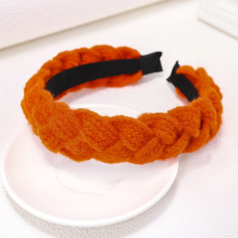 Autumn and Winter Twist Knitted Wool Headband New Handmade Hair Bands Net Red Simple Color Hair Accessories