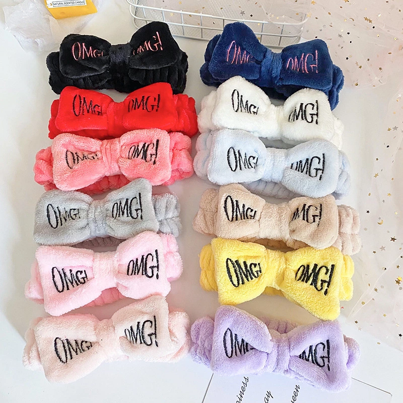 Omg Elastic SPA Makeup Headband Velvet Cute Bow Hair Accessories Hairband