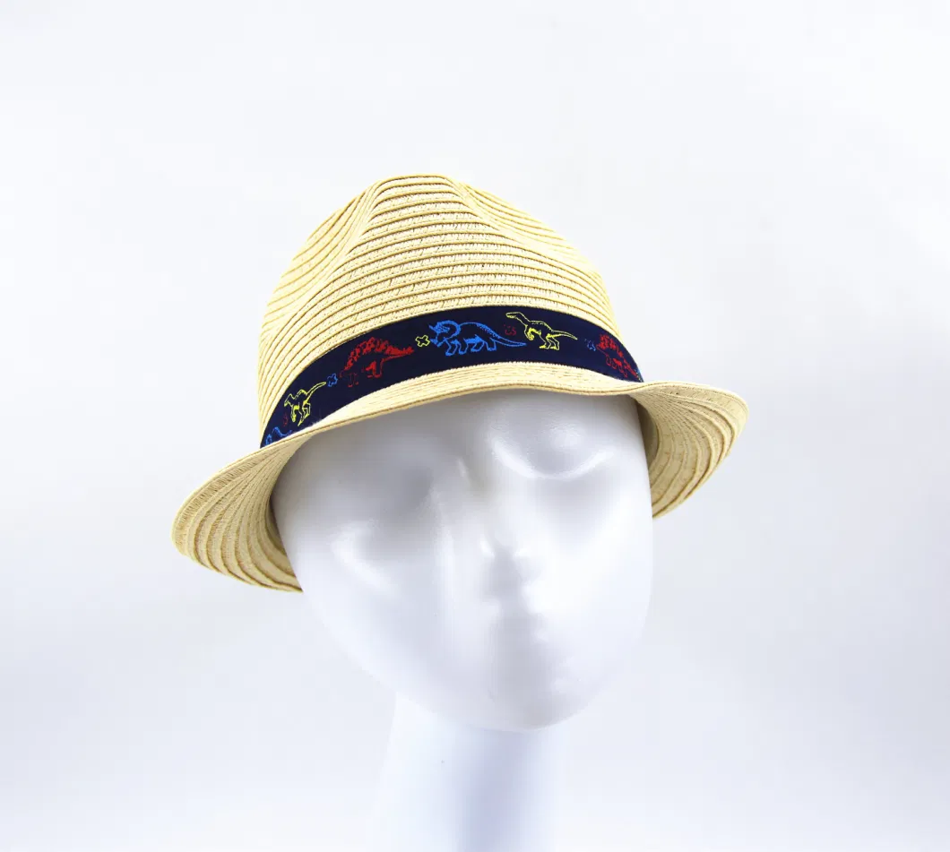 Children Paper Straw Hat with Lovely Ribbon Band