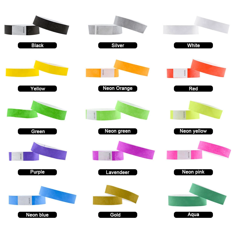 Disposable Kids Tyvek Wristbands Red, Orange, Yellow, Green, Blue -Cheap Paper Wristbands for Events