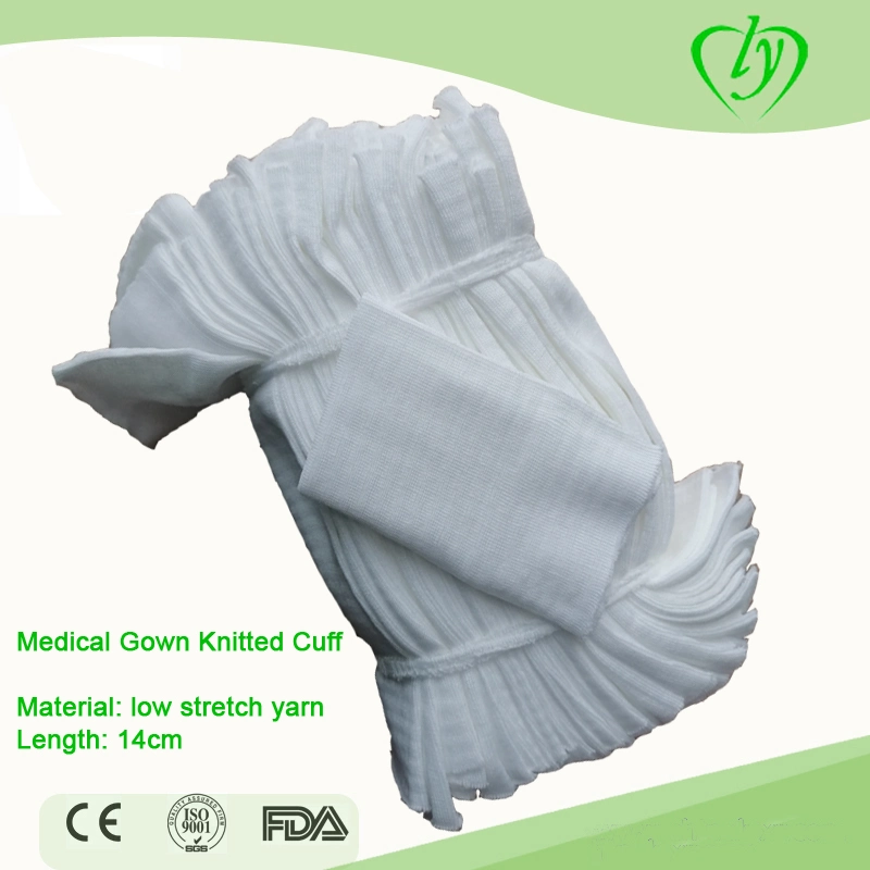 Disposable White Knit Cuff for Isolation Gown