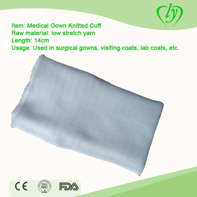 Disposable White Knit Cuff for Isolation Gown