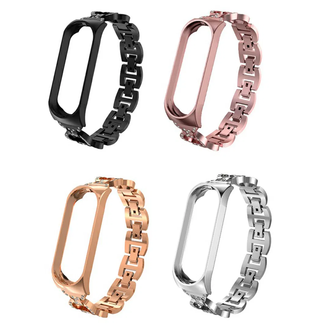 8-Shaped Design Bling Shiny Diamond Both Sides Jewelry Metal Strap Watch Band for Xiaomi Mi Band 6 / 5 - Silver