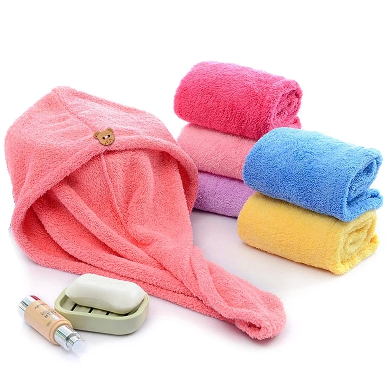 Microfiber Hair Drying Hat Towel Shower Bath SPA Turban Hair Dry Cap