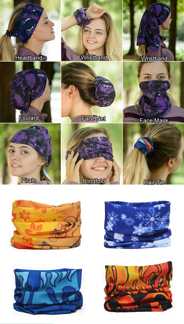 Wholesale Custom High Quality Bamboo Fiber Sublimation Printing Headwear Bandanas Shawl Seamless Multifunctional Magic Scarf Women