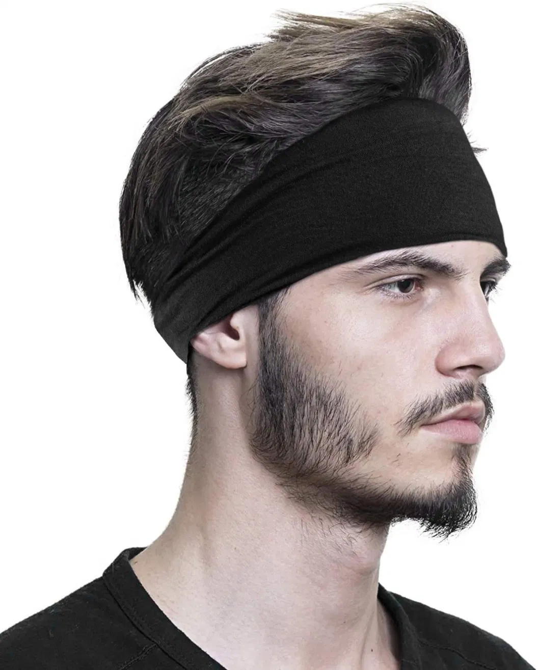 New Fashion Sports Hair Band Yoga Sweat-Absorbing Men&prime;s Running Fitness Headband Elastic Cotton Headband Solid Color Hair Band