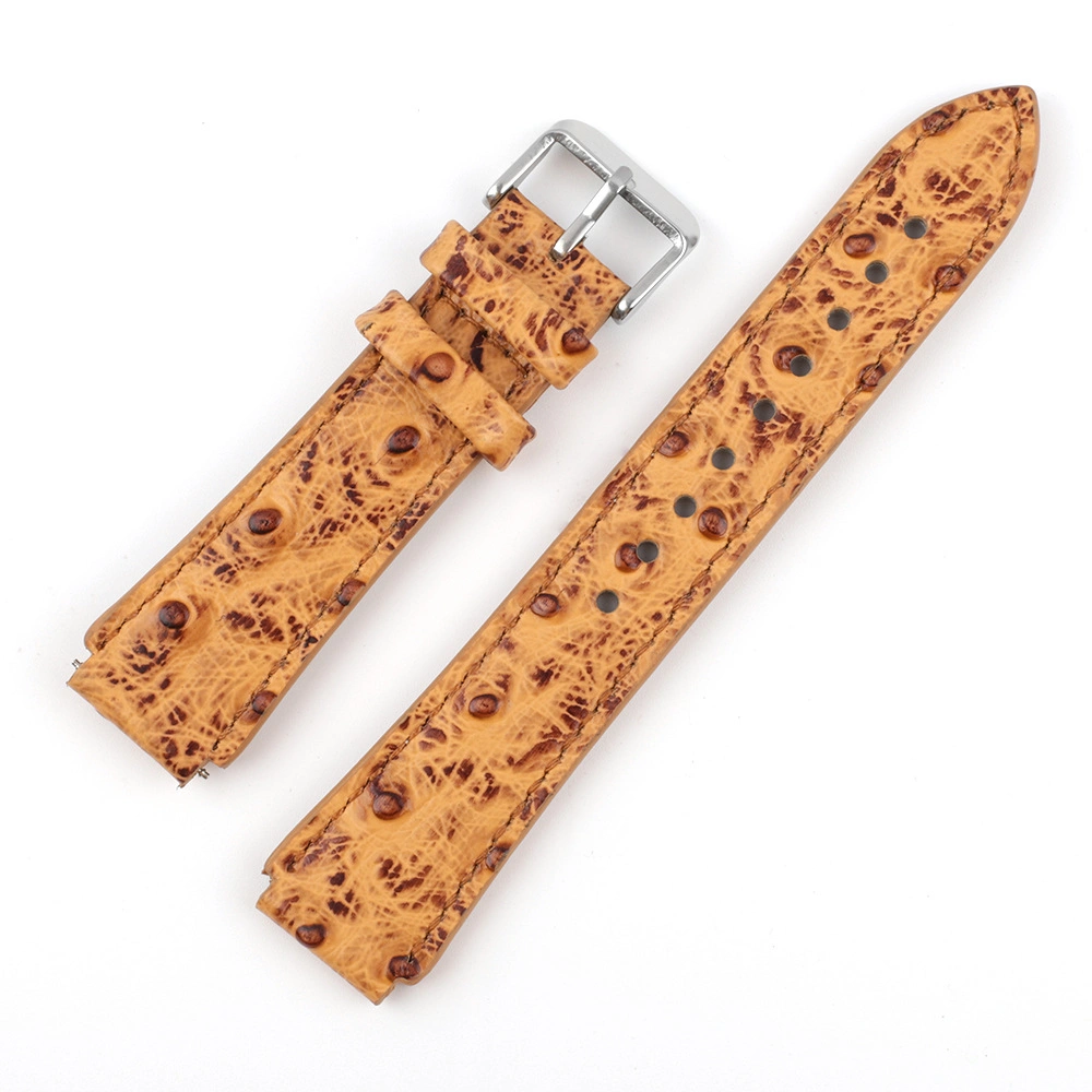 Cheap Price High Quality Ostrich Pattern Leather Watch Straps Real Leather Watch Bands