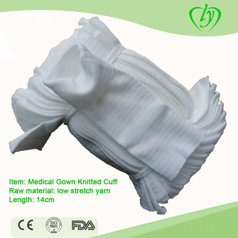 Disposable White Knit Cuff for Isolation Gown