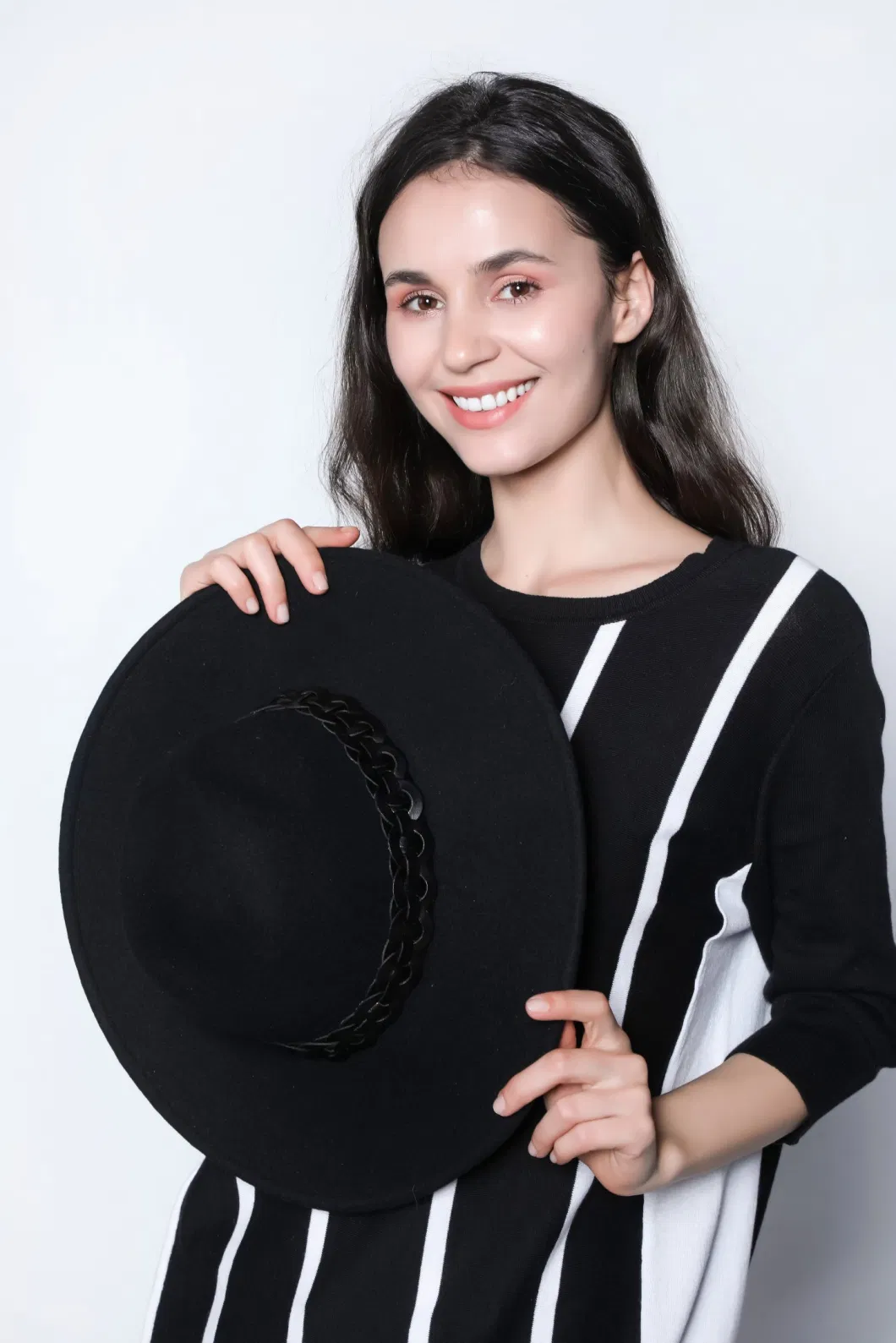 Fashion 100% Wool Felt Fedora Hat with Braided Band