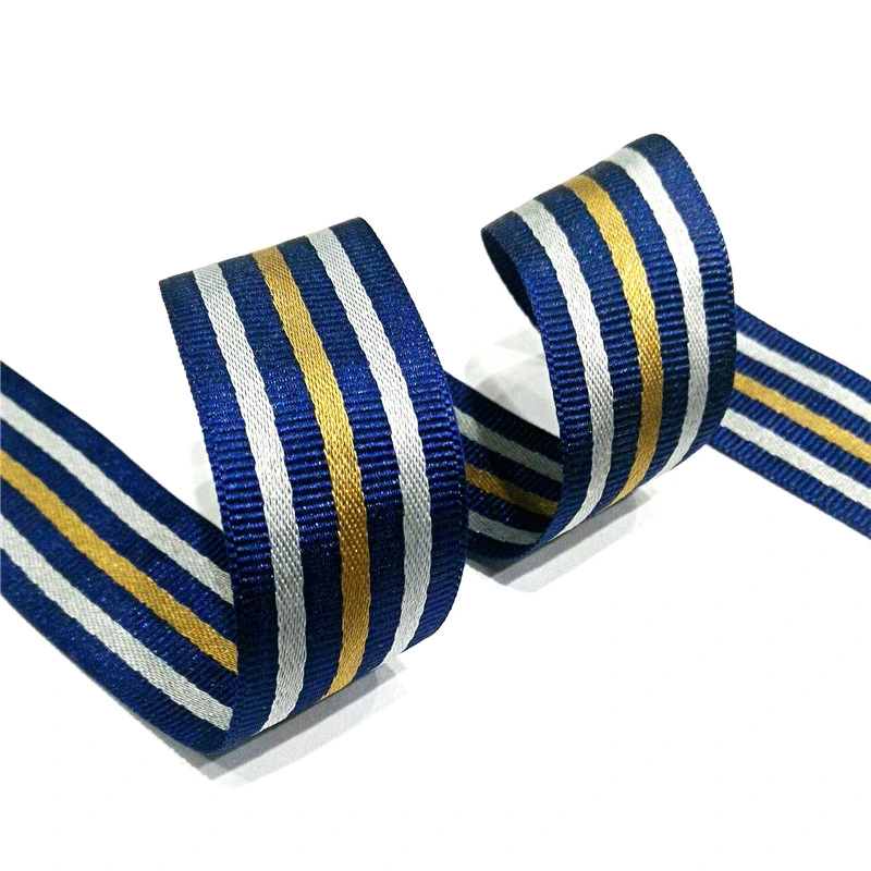 Hot Selling Custom Polyester Webbing Black and White Striped Grosgrain Satin Ribbon for Bags Strap