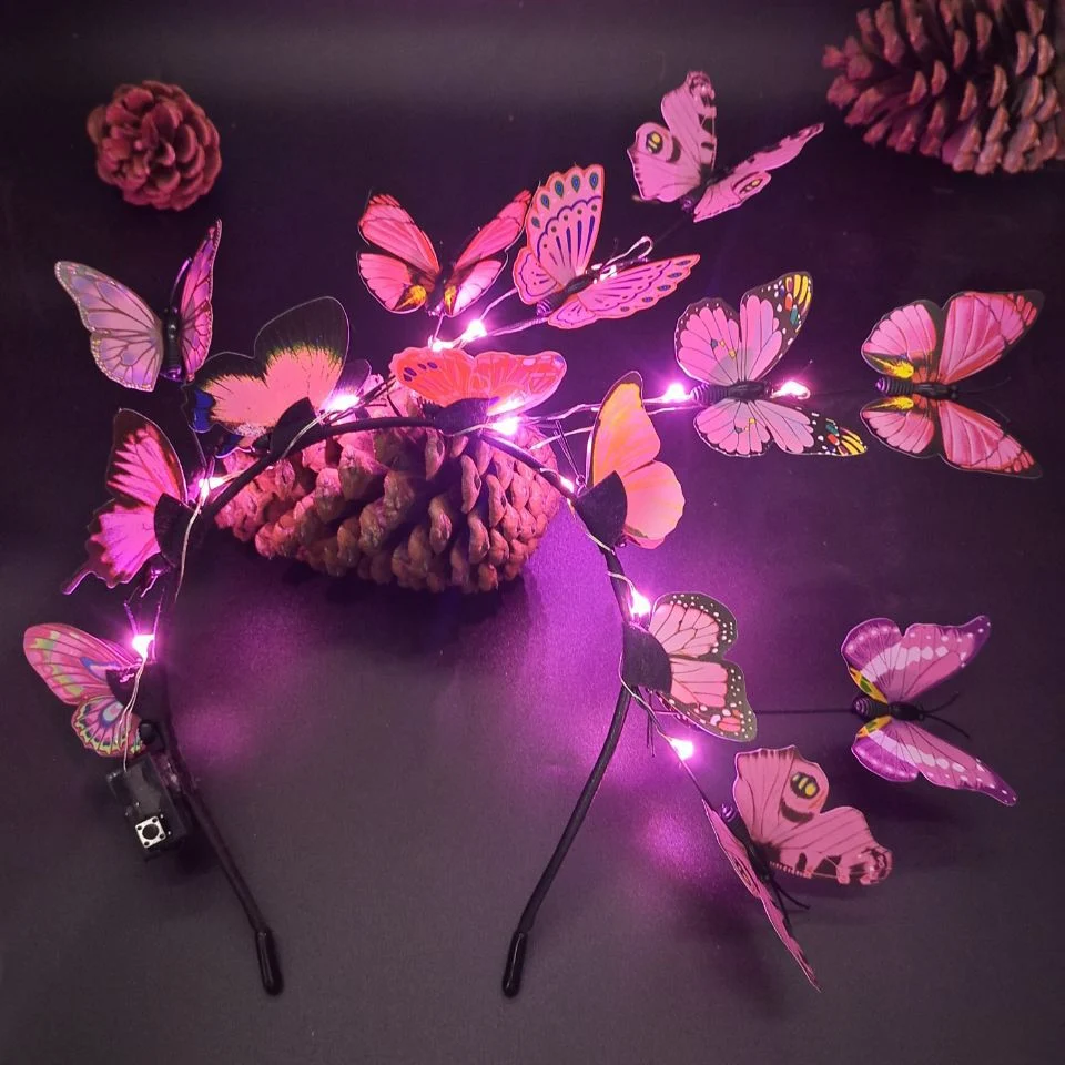 Amazon Hot Sell Butterfly Flower Branch Hair Band 2024 New Shape LED Headband