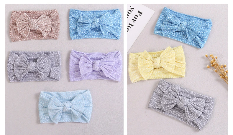 Baby Digital Printing Bowl Bows Infant Hair Band Wholesale Bandana Hair Decoration Children&prime;s Cute Knitted Headband