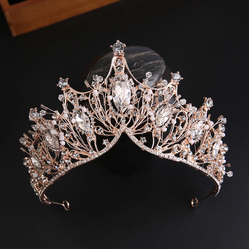 Bridal Headwear Gold Large Rhinestone Crown Headband Wedding Hair Accessories Wedding Hair Hoop