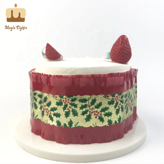 Gold Holly Red Christmas Cake Frill Cake Band for Sale