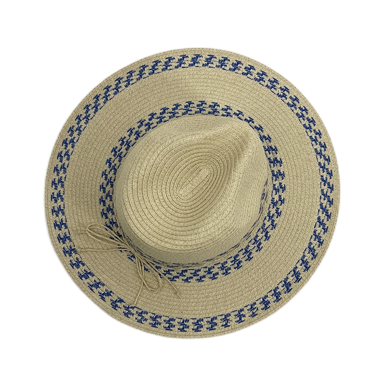 High Quality Women Lady Paper Breathable Paper Band Adjustable Beach Sun Wide Brim Panama Straw Hat