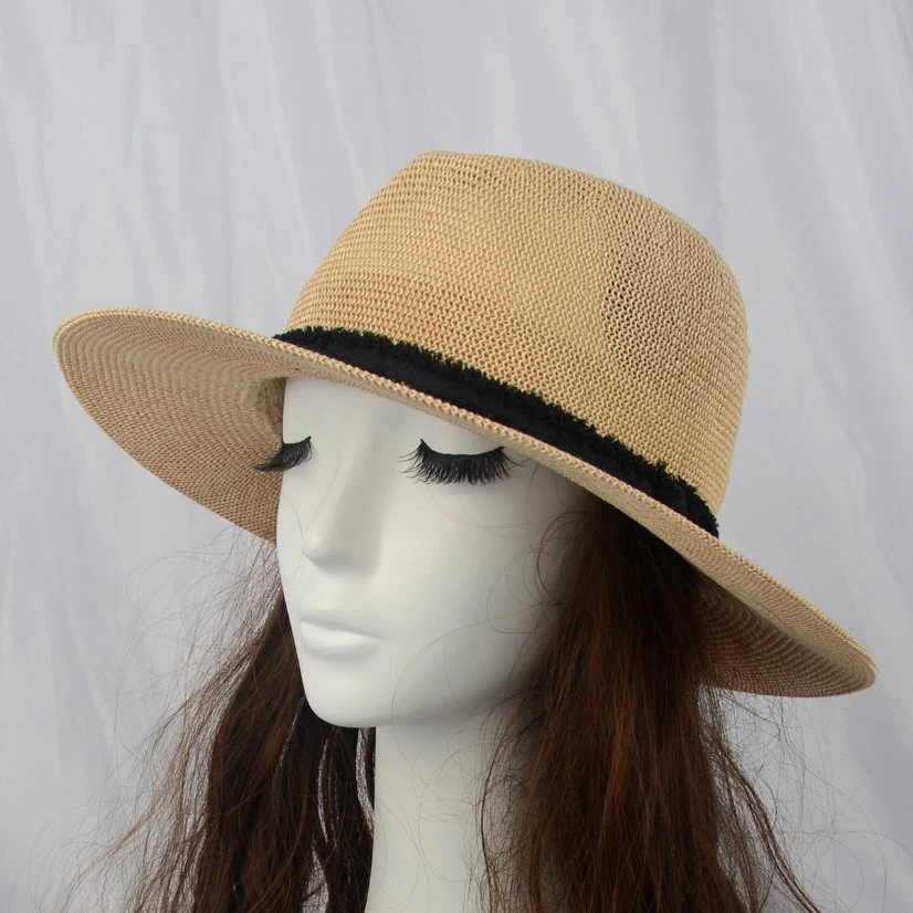 Black Band Natural Mesh Cloche Type Sun Protection Panama Hat