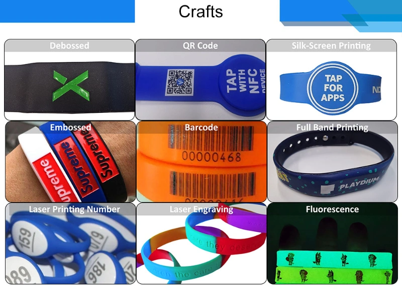 Factory Price RFID Braided Wristband 125kHz RFID Silicone Wristbands with Qr Code