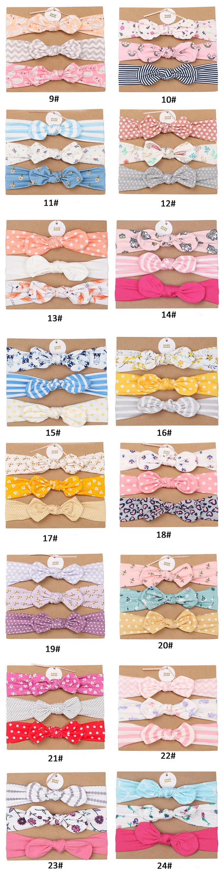 3PCS/Set Baby Headbands for Baby Girls Bow Knot Turban Floral Print Kids Hair Bands Newborn Headwear Baby Hair Accessories