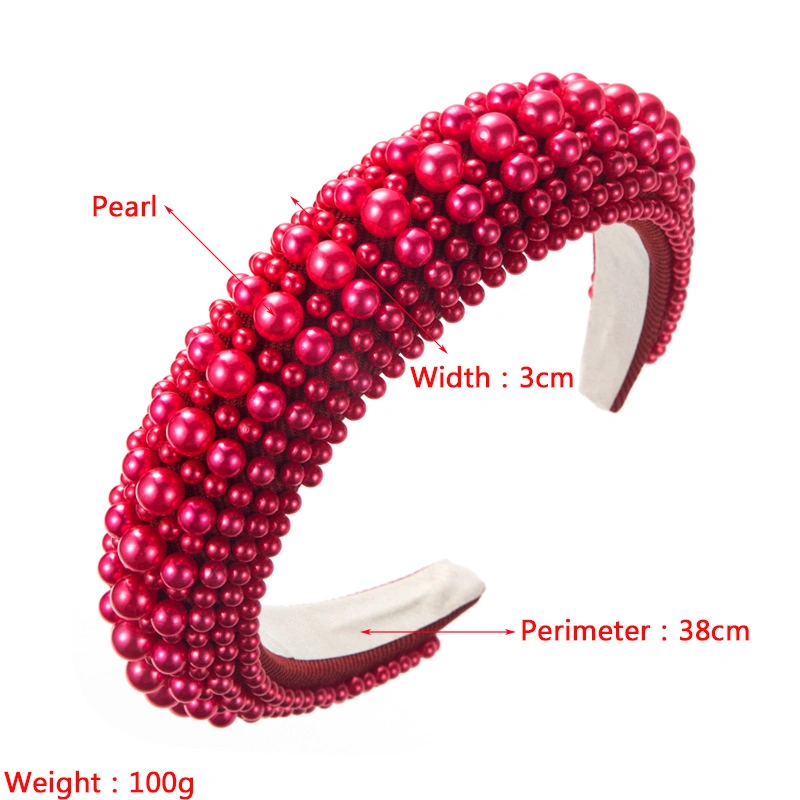 Custom Wide Sponge Padded Pearl Headband Multicolor Hairband Hair Hoop