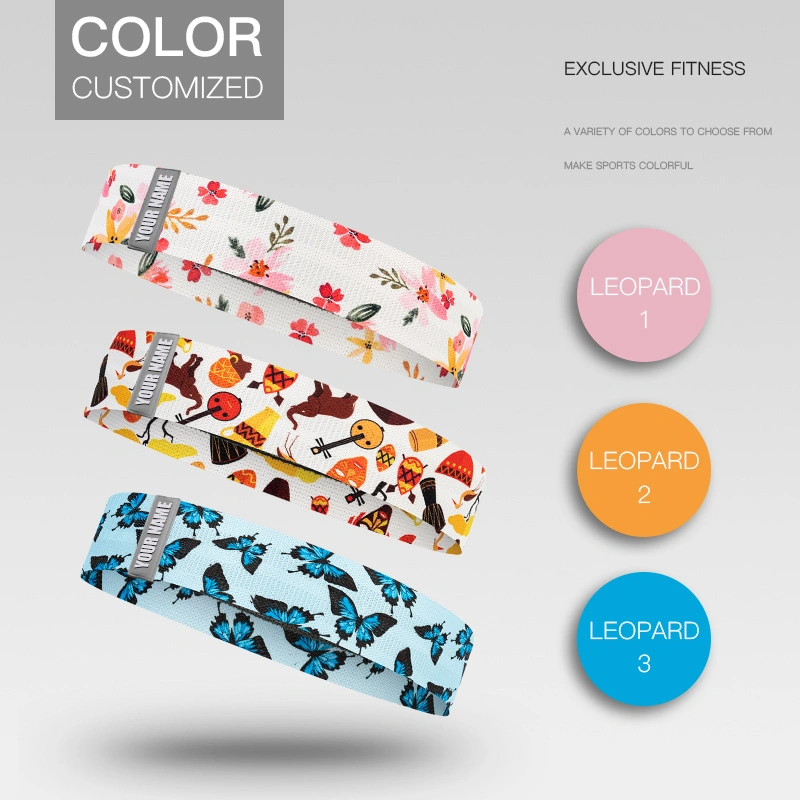 Custom Logo Resistance Band with Butterfly &amp; Floral Prints, Workout Booty Bands