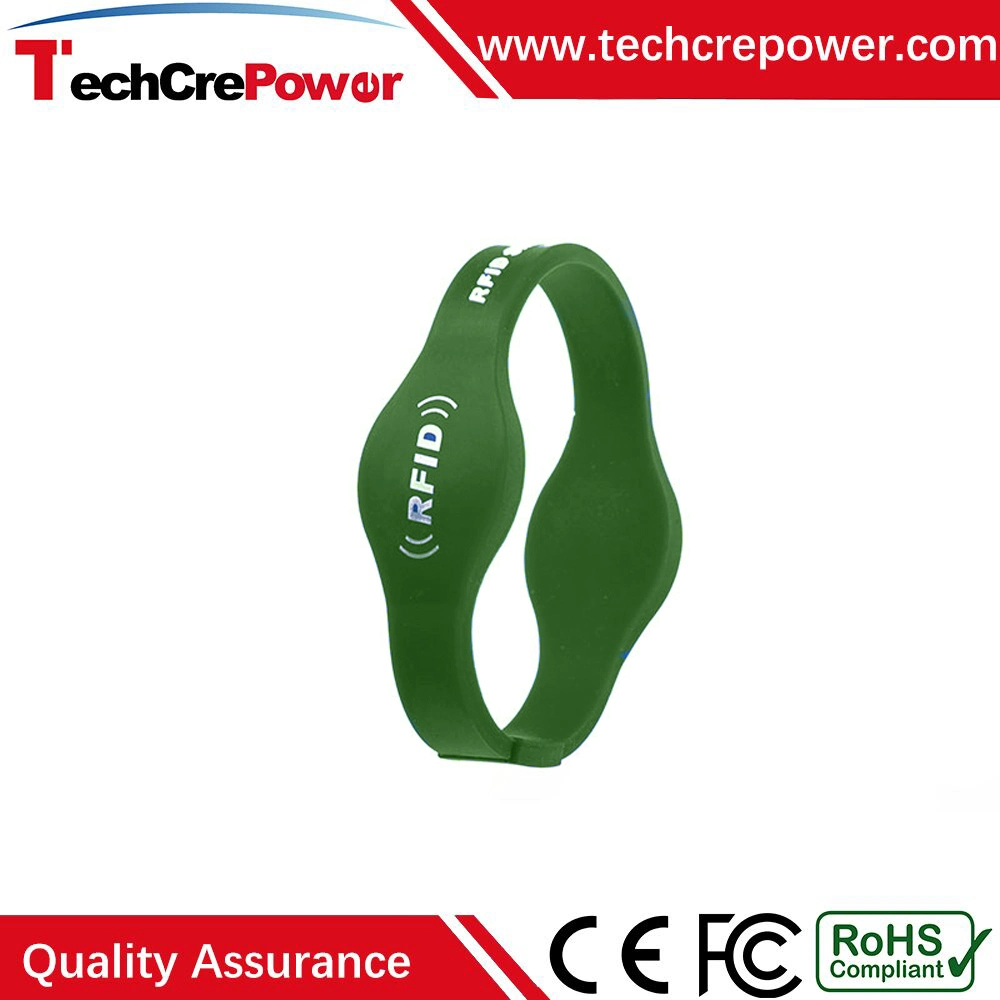 G018-65 Oblate Head 13.56MHz RFID Silicone Wristband with Fudan M1 Chip