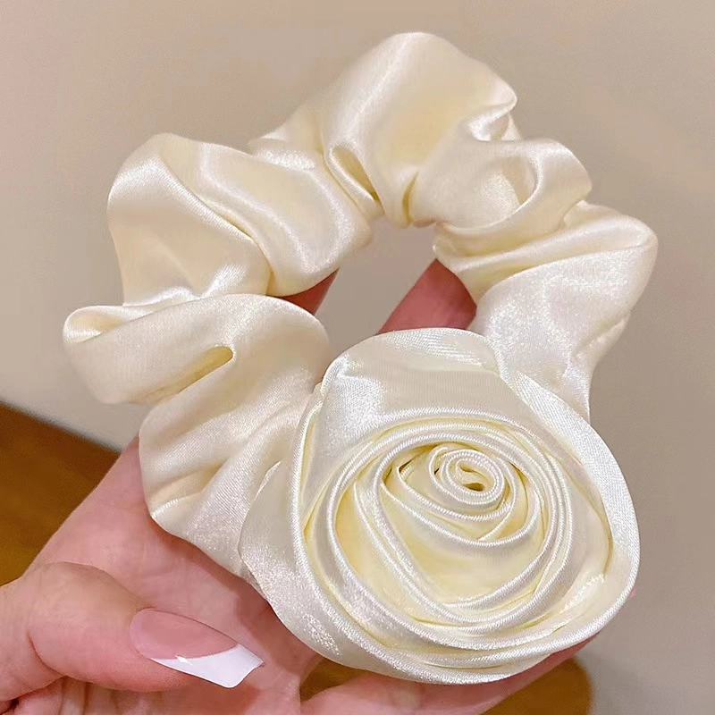 New Arrival French Satin Large Silk Satin Big Rose Flower Hair Bands