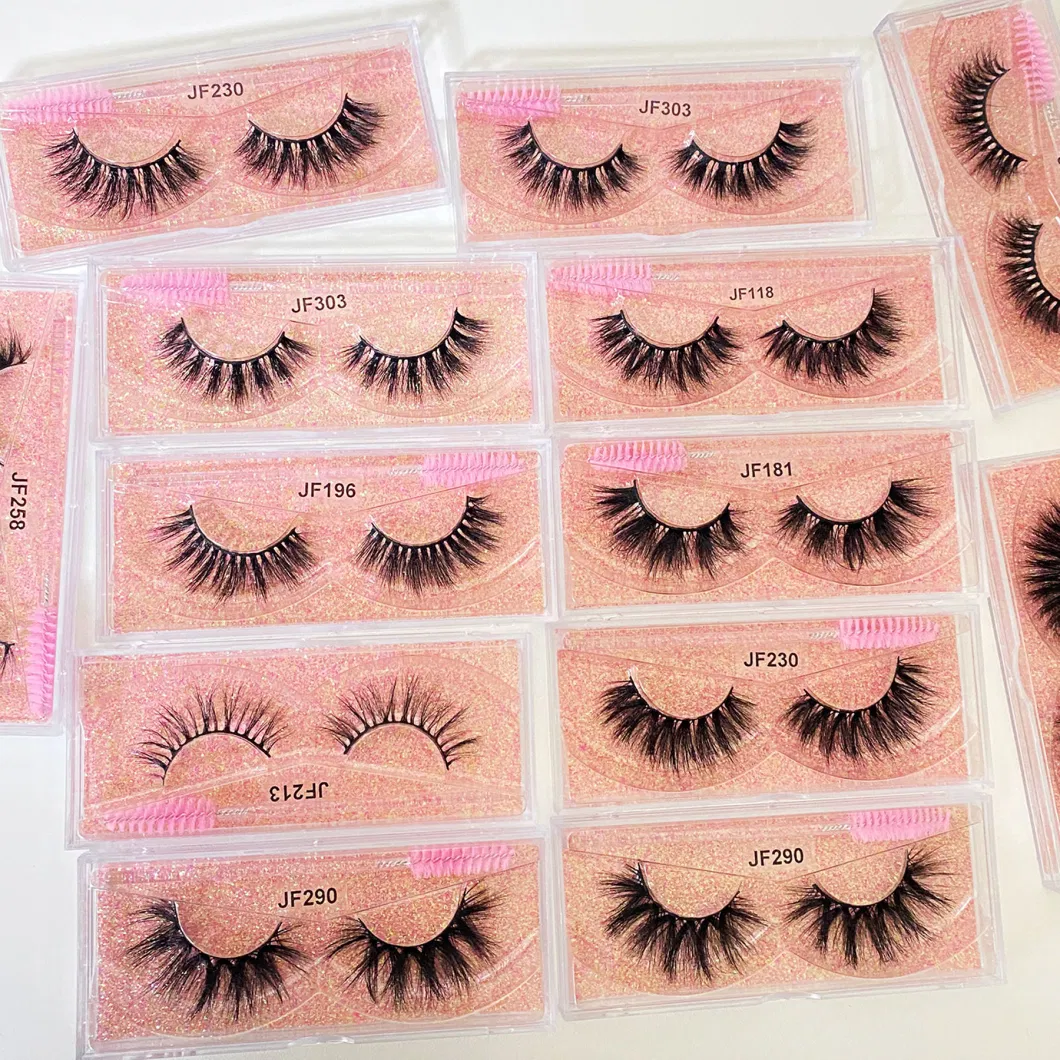 Natural Eyelashes Wholesale 5D Fluffy Full Strip Faux Mink Eyelashes Black Cotton Band False Eye Lashes