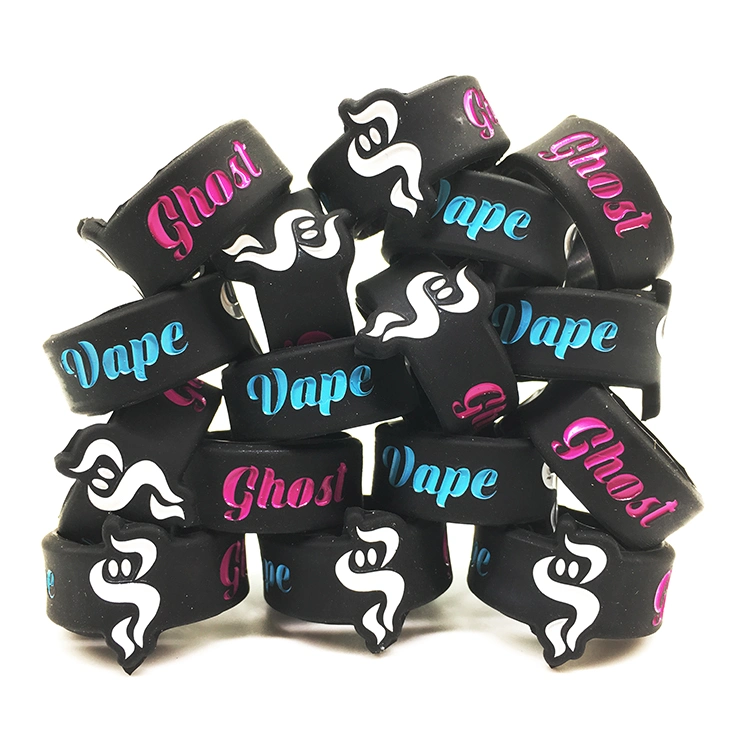 2024 Customized Your Own Brand Silicone Vape Ring Protective Decoration Debossed Ink Filled Silk Printing Logo 20mm/22mm/24mm or 26mm Vapor Band