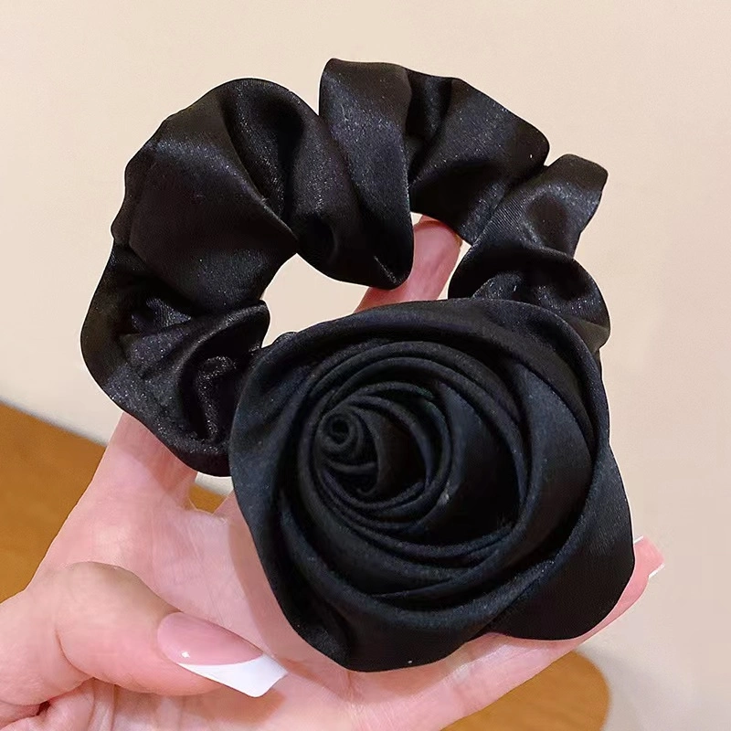 New Arrival French Satin Large Silk Satin Big Rose Flower Hair Bands