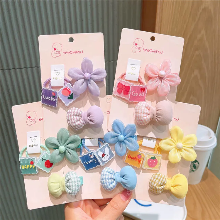 4PCS/Set Cute Cartoon Flower Acrylic Baby Hair Small Rubber Band